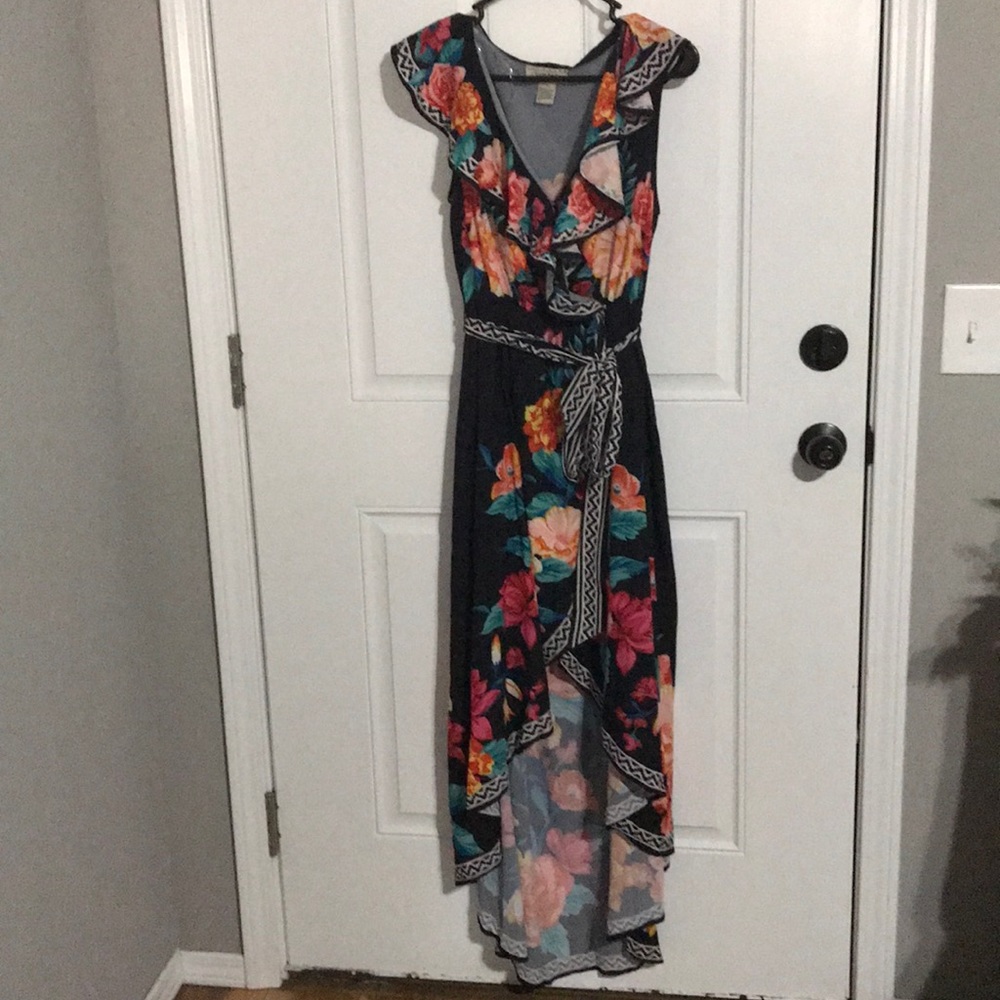 High low floral wrap dress
